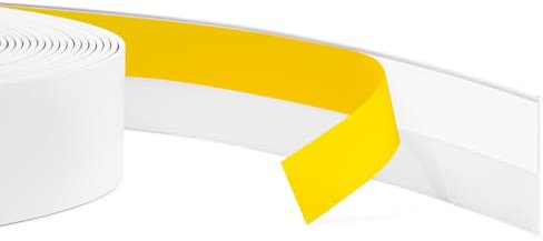 Quest Moulure Plate Adhesive, Moulure de Recouvrement Autocollante – Largeur 60mm – Profilé en PVC - Baguette de finition pour fenêtre, flexible, décorative - 5 Mètres, Blanc