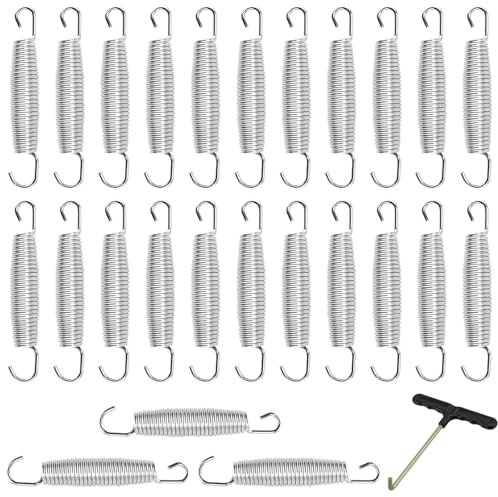 FUNSUEI 25 Stück Trampolin Federn 140mm mit 1 T-Haken, 14cm Trampolin Ersatzfedern Sprungfedern Edelstahl