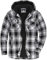 SwissWell Herren Hemdjacke Verdicken Karierts Reißverschluss Flanelljacke Plüschfutter Freizeit Gefüttert Holzfällerhemd Männer Winter Fleece Hoodie Winterjacke Brusttasche (M Schwarz Weiß)