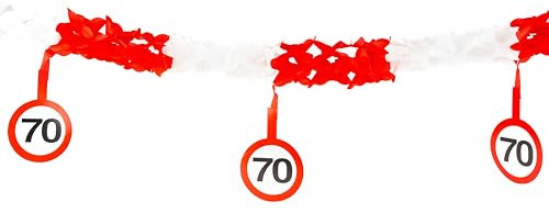 70 Geburtstag Deko Girlande Verkehrszeichen rot/weiß - Originelle Geburtstagsdeko 70 für einen gelungenen 70 Geburtstag Mann oder Frau - Tiwoca
