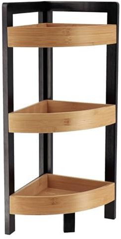 Tendance - Meuble d angle 3 etageres bambou - noir bambou