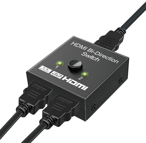 Powice HDMI Splitter, HDMI Verteiler 2 in 1 Out 4K@30Hz, HDMI Switcher Unterstützt HD 4K 3D 1080P für Xbox, PS4, PS3, Roku, Blu-Ray-Player, Firestick, HDTV und Apple TV