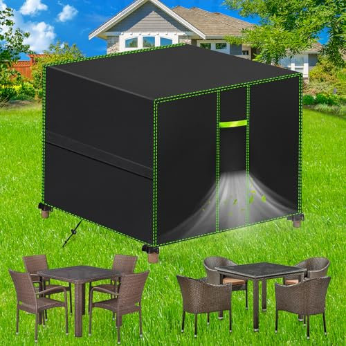 FORTRY Cubierta para muebles de jardín impermeable, resistente al invierno, funda protectora para muebles de jardín, lona Oxford 420D para mesa de jardín, juegos de muebles de terraza, rectangular, 70