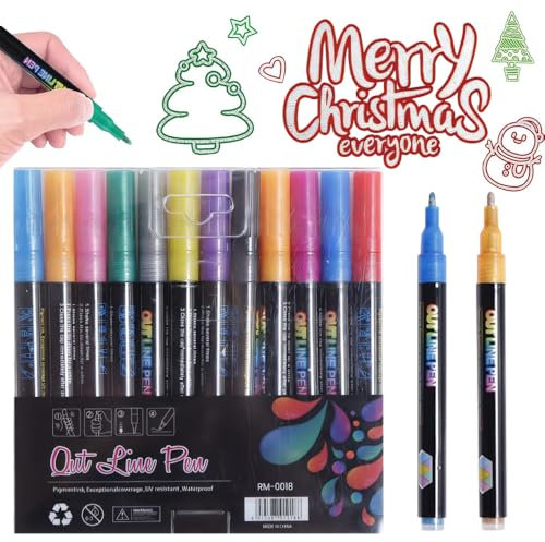 Magische Stifte, 2024 Neuest Pastell Textmarker Set, 24 Farben Acrylstifte Marker Dual-Line Highlighter Metallic Stifte Outline Marker Filzstifte Doppelfasermaler Acrylmarker für DIY Bastel (24)