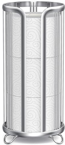 Toilet Paper Holder Stand, Freestanding Bathroom Tissue Organizer, Minimalistic Storage Solution, Reserve Mega Rolls,Stylish Bathroom Floor Toilet Paper Stand Silver