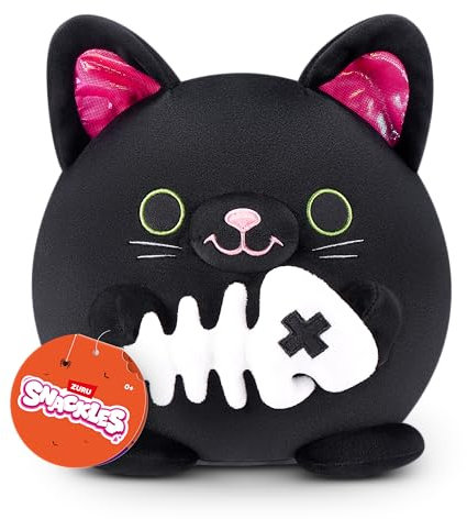 Snackles Halloween Serie 1, 20 cm großes Plüschspielzeug (Salem) von ZURU, Plüschspielzeug mit Snack-Accessoire