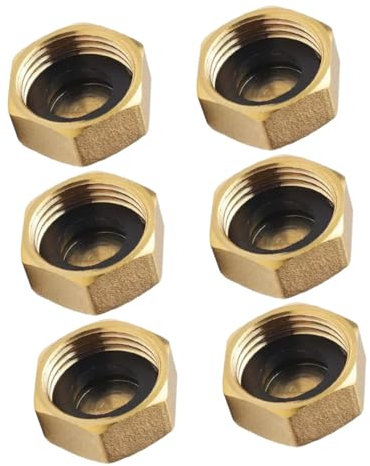 Milisten 6pcs Brass Garden Hose End Caps Washer Thread Plug Valve Blanking Plugs for Water Pipe Cap Sealing