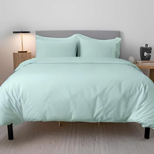 EverSoft Bedding 4pcs 100% Egyptian Cotton Double Size Duvet Cover with Fitted Sheet & 2x Matching Pillowcase Luxury 400 Thread Count Double Bed Duvet Cover Set