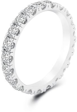 Skcess 9 Karat Weißgold Damen Ringe D Moissanit Runden, Partnerringe Bandring mit Moissanit Ring Damen Größe 57 (18.1)