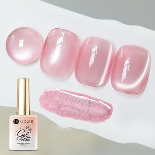 UR SUGAR Cat Magnético Eye Semipermanente 15ml Rosa Brillante Efecto Ojo de Gato Glitter Cristal Esmalte Uñas Brillante Nail Art Uñas Esmalte Salón