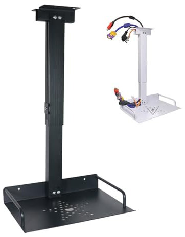 BONJUME Projector Ceiling Mount, Universal, Compatible with Projectors & Routers, 24x20cm Tray, 34-56cm Height Adjustable, Supports Up to 2kg, Black