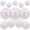 Lot de 12 ballons ronds irisés en aluminium transparent 4D pour anniversaire, mariage, décoration de fête - 55,9 cm, 38,1 cm, 25,4 cm