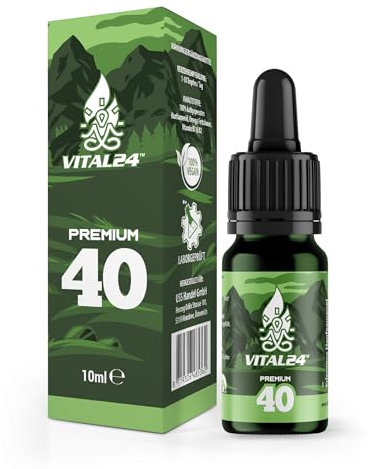 VITAL24 - Premium Nr. 40 extra starkes und hochdosiertes Hanföl mit 10ML - Vital Hanfsamenöl - 100% Natur - Hanftropfen mit Omega 3-6-9