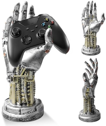 Cyberpunk Kopfhörerständer, Kopfhörer und Controller Halter aus Hochwertigem Harz und Metalloptik, Gaming Headset Halterung und Controller Ständer, Geeignet für Vitrine, Schreibtischdekoration