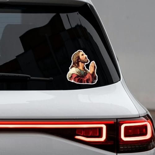 WADORN 7 adesivo In Vinile per Auto Ho Visto Quello, Adesivo Divertente per Auto, con Gesù, Impermeabile, In Vinile Riflettente, per Coprire Graffi, Finestrini, Laptop, Camion, Paraurti.