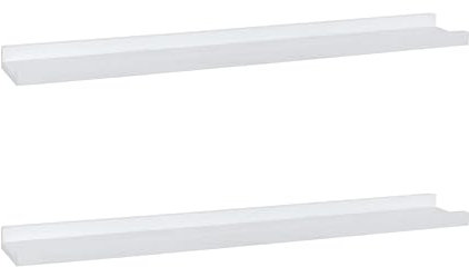 PHOENANCEE Solid Wood, 91.5cm Picture Ledge Shelf with lip design radiator shelf, Photo Shelf, Long Decorative Floating Picture Shelves For Living Room,Kitchen,Bedroom, Set of 2, Rustic White