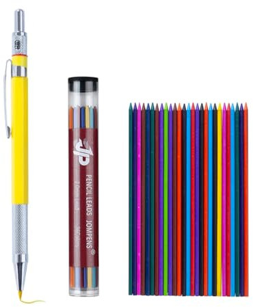 MROOFUL Druckbleistift-Set, 2 mm, 36 bunte Minen, 2,0 mm Bleistift, 2B, für Kunstschreiben, Skizzieren, Zeichnen (buntes Set)