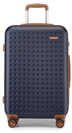 KONO Koffer Trolley Groß Hartschalenkoffer Reisekoffer von ABS Hartschalen Handgepäck mit 4 Spinner-Rollen TSA Schloss,76x50x31 Blau