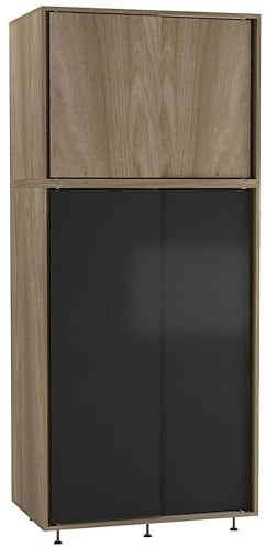 URBNLIVING 180cm 4 Sliding Doors Wardrobe Bedroom Storage Unit with Hanging Rail, Modern Engineered Wood Closet Cupboard, Freestanding Clothes Organizer, Customizable Two-Tone Design, Ample Space