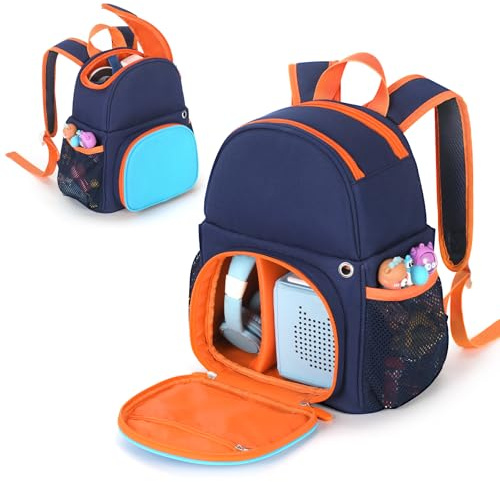 OUKNAK Rucksack für Toniebox, Tragetasche Aufbewahrung für Toniebox 2 Audioplayer Starter Set und Tonie Figuren & Kopfhörer (Dunkelblau)