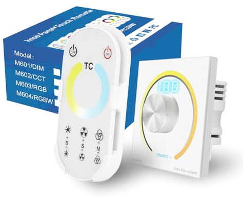 HNCY Dimmer LED 12V/24V, Interruttore Dimmer LED, Dimmer per LED 220V-240V con Telecomando, Controllo Rotelle e Display Digitale, Regola l'Atmosfera in Soggiorno, Camera e Tutta la Casa (CCT)