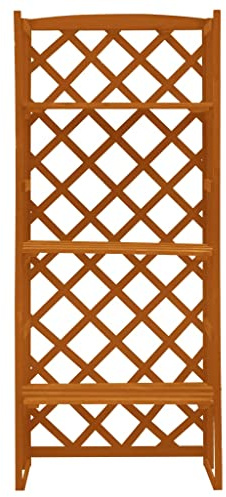 Étagère en treillis, orange, 60 x 30 x 140 cm, en bois massif, pour plantes, balcon, terrasse, jardin, intérieur et extérieur, décoration