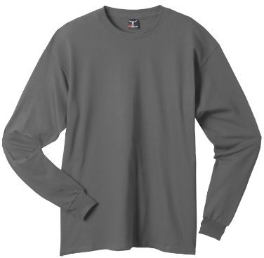 Hanes Men`s Adult Beefy-T Long-Sleeve T-Shirt, M-Smoke Gray