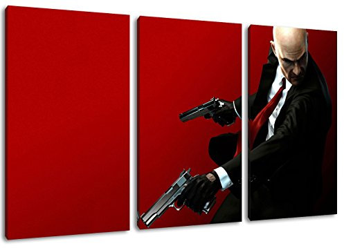 Dark Hitman 3-Teilig auf Leinwand, Gesamtformat: 120x80 cm fertig gerahmte Kunstdruckbilder als Wandbild - Billiger als Ölbild oder Gemälde - KEIN Poster oder Plakat