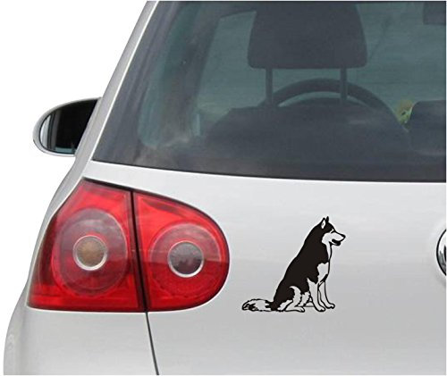 INDIGOS UG Aufkleber - Autoaufkleber - JDM - Die Cut - Siberian Husky Decal Dog Auto Window Laptop Sticker - schwarz - 96mm x88mm