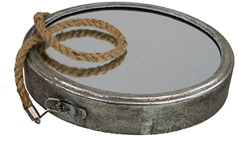 GMMH Charmanter Landhaus Metall Wandspiegel Spiegel antik Garderobenspiegel Flurspiegel Barock (Silber rund)