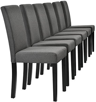[en.casa] Esszimmerstühle Hamburg 6er Set Küchenstühle Textil Polsterstuhl 89 x 43 x 54 cm Holzbeine Dunkelgrau
