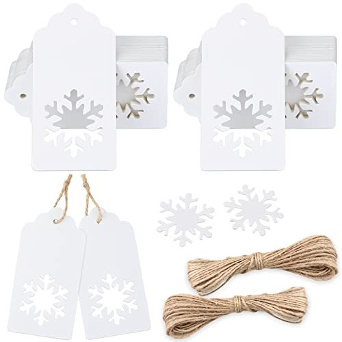 G2PLUS Weihnachten Geschenkanhänger, Weiß Weihnachtsanhänger Papier Groß, 100 Stück Etiketten Weihnachten zum Beschriften, Geschenke Anhänger für Weihnachten, Weihnachten Anhänger für Geschenk Deko