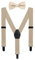 WANYING Baby Kleinkind Jungen Mädchen Hosenträger Fliege Set für 1-5 Jahre Kinder 3 Clips Y-Form Hosenträger Elastisch und Verstellbar - Beige