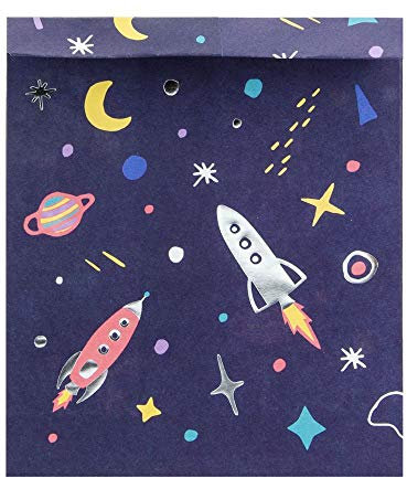Unbekannt Geschenktüten mit Weltall-Motiv 6 Stück bunt 13 x 14 cm