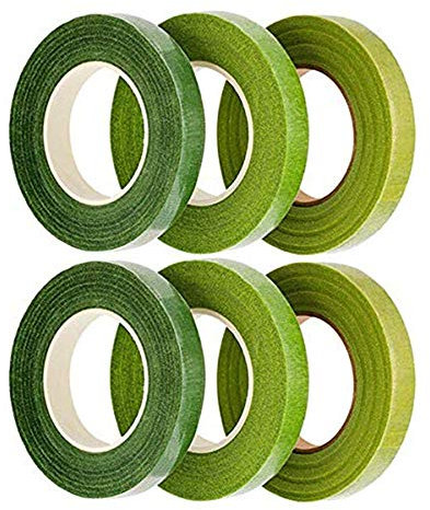 Rmeet Nastri per Fiori,6 Pack Staminali Rotolo Verde Auto Sigillatura Nastro di Fiore Nastri Adesivo per Bouquet Nozze Sposa Decorazioni Artigianato 12MM 30 Yard/Roll