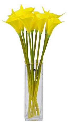 cn-Knight Giglio artificiale di Calla Lily 12 pezzi lungo 50 pollici Arum Lily per decorazione della casa Centrotavola Matrimonio Wedding Wedding Wedding DIY Bouquet(giallo)