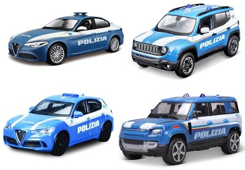 BBURAGO - Auto Polizia - Modellino Realistico Auto in Scala 1:43 (Scelta Casuale tra i Modelli Disponibili), Licenza Ufficiale Polizia, Età consigliata 3+ Anni