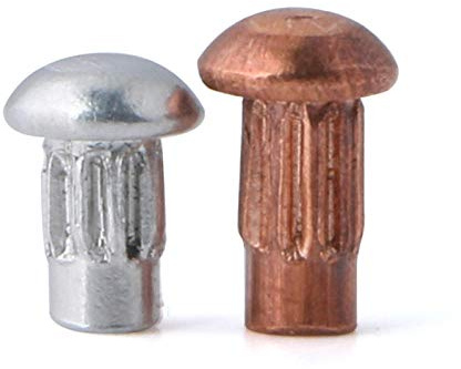 Rote Kupfernieten Halbkreiskopf Vollnieten, Typenschild Aluminiumnieten, gerändelte Haarnägel-Aluminium 3 * 4 [300 Stück]