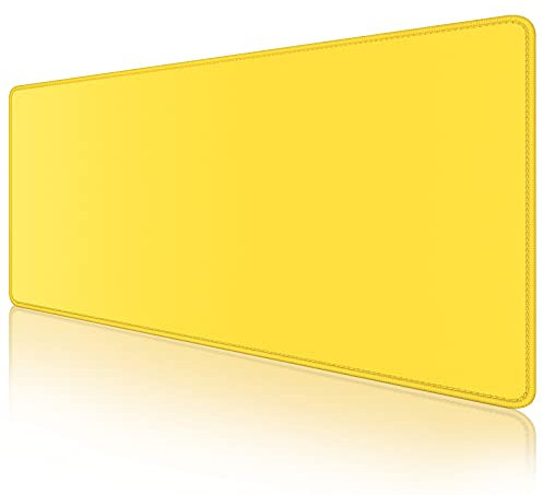 Dapesuom Grand tapis de souris de jeu étendu avec bords cousus, tapis de bureau imperméable avec base antidérapante, grand tapis de souris pour ordinateur portable, bureau, 59.9x30 cm, jaune abricot