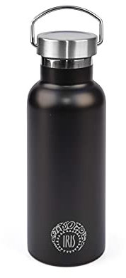IRIS BARCELONA - Bouteille isotherme en acier inoxydable Terre, couleur noire, 500 ml | Bouteille en inox isotherme 15 heures Froid et 9 heures chaudes | Sans BPA
