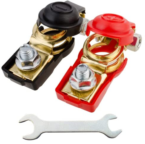 2-Pack Car Battery Terminal Connectors, Quick Release Clamps 12V for Auto, Boat, Truck, Van & Caravan