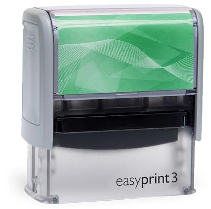 Selbstfärbender Stempel easyprint 3 grün – personalisierbarer Firmenstempel, Namensstempel, Adressstempel oder sonstiger Textstempel – Abdruck ca. 58x22 mm mit bis zu 5 Zeilen