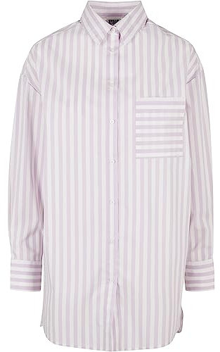 Urban Classics Damen Ladies Oversized Stripe Shirt White/Lilac, S
