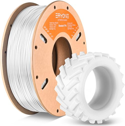 ERYONE TPU Filament 1.75mm, 3D Drucker Filament,Flexible TPU Filament, TPU 95A, Maßgenauigkeit +/- 0,03 mm, 1kg 1 Spule, Weiß