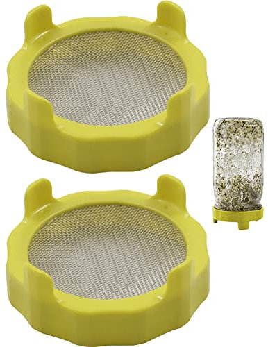 Sprouting Lids 2pcs Mason Jar Sprouting Lids Plastic Sprout Lid with Stainless Steel Screen for Wide Mouth Mason Jars