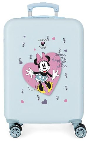 Disney Minnie My happy place Kabinenkoffer Blau 38x55x20 cm Starres ABS Seitliches Zahlenschloss 34L 2 kg 4 Doppelräder Handgepäck