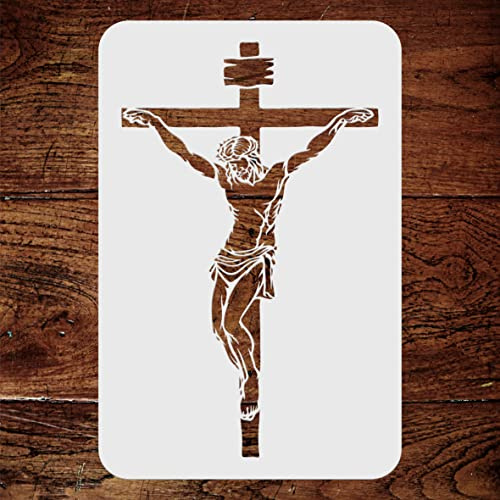 Kreuzigung Schablone, 16,5 x 26,67 cm (S) - christliches katholisches religiöses Kreuz Kruzifix Jesus Schablonen zum Malen Vorlage
