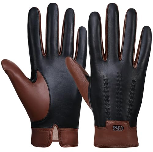 GSG SINCE 1998 Herren Lederhandschuhe mit Kaschmir Gefüttert Winter Touchscreen Handschuhe aus echtem Leder Warme Schaffellhandschuhe Bräunen X-Large