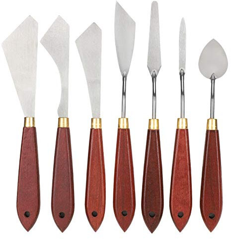 Dekaim Spatule à Palette en Acier Inoxydable (7 PièCes), Set De Couteaux à Palette, Grattoir à Palette, Grattoir à MéLange De Peinture, Couteau à Palette pour Huiles Et Acryliques
