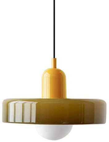 SIYANE Lampe suspendue en verre vert de ferme pour plafond incliné, lampe suspendue nordique moderne du milieu du siècle, lustre de salle à manger côtier vintage pour chambre à coucher, café, bar, res